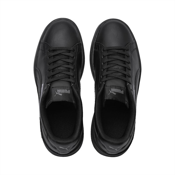 PUMA Smash v2 Leather Kid's Sneakers, Puma Black-Puma Black, extralarge-IND