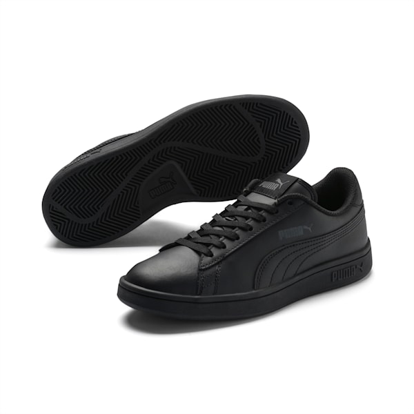 PUMA Smash v2 Leather Sneakers Big Kids, Puma Black-Puma Black, extralarge