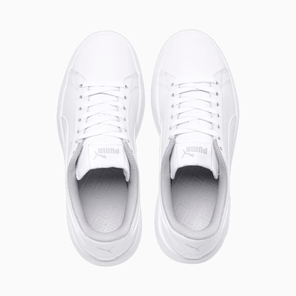 Smash v2 Leather Kid's Sneakers, Puma White-Puma White, extralarge-IND