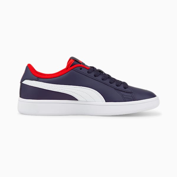 PUMA Smash v2 Leather Big Kids' Sneakers, Peacoat-Puma White-High Risk Red, extralarge
