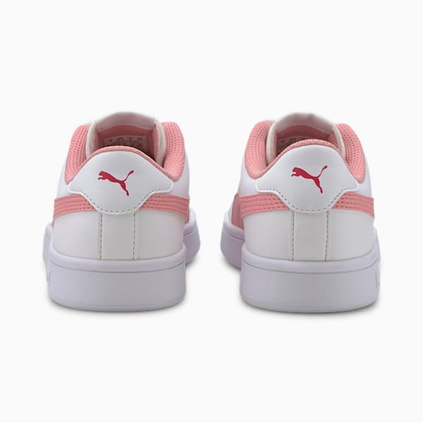 PUMA Smash v2 Leather Big Kids' Sneakers, Puma White-Peony-BRIGHT ROSE, extralarge
