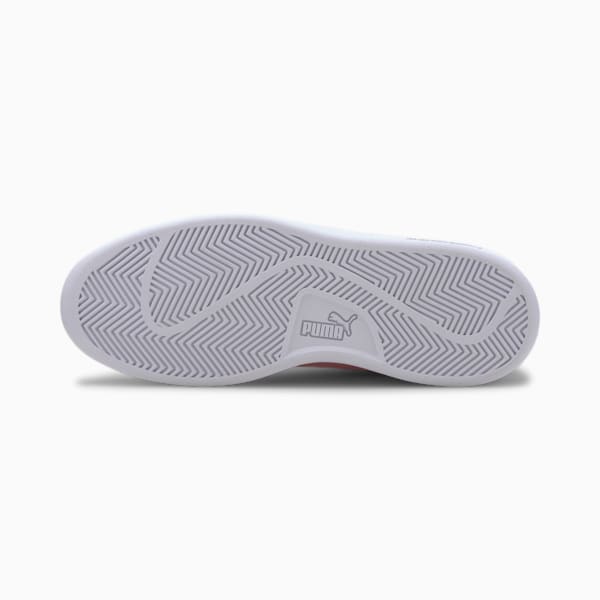 PUMA Smash v2 Leather Big Kids' Sneakers, Puma White-Peony-BRIGHT ROSE, extralarge