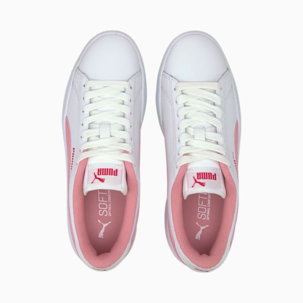 Tenis para jóvenes Puma Smash v2, Puma White-Peony-BRIGHT ROSE, extralarge