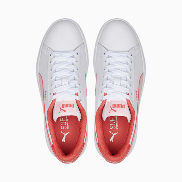 Puma Smash v2 Youth Trainers, Puma White-Almond Blossom-Salmon