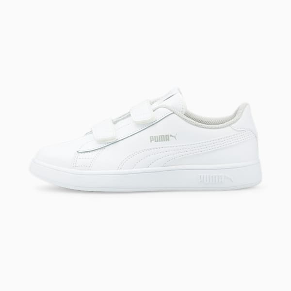 Smash v2 Kids' Trainers, Puma White-Puma White