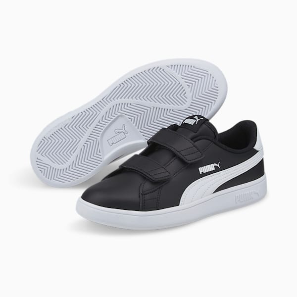 Smash v2 Leather Kids' Shoes, Puma Black-Puma White, extralarge-IND