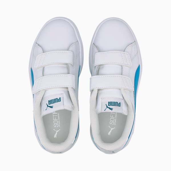 Smash v2 Leather Little Kids' Sneakers, Puma White-Dresden Blue, extralarge