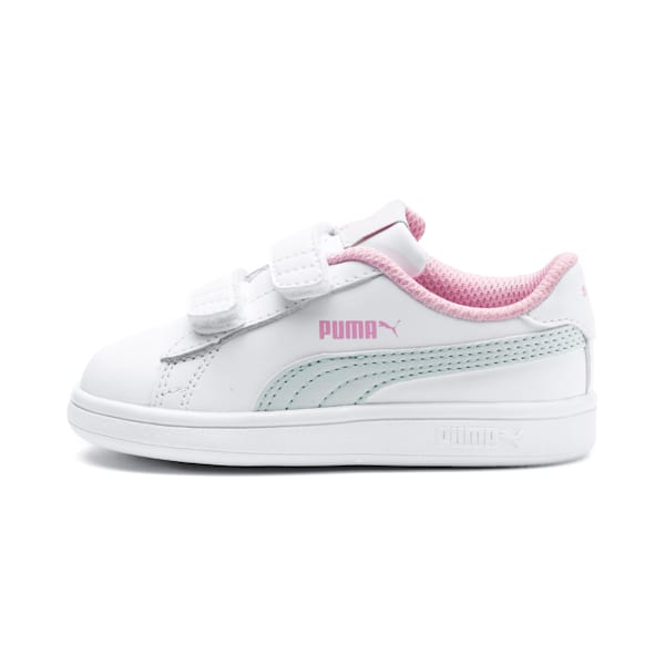 Tenis para niños Smash v2, Puma White-Fair Aqua-Pale Pink, extralarge