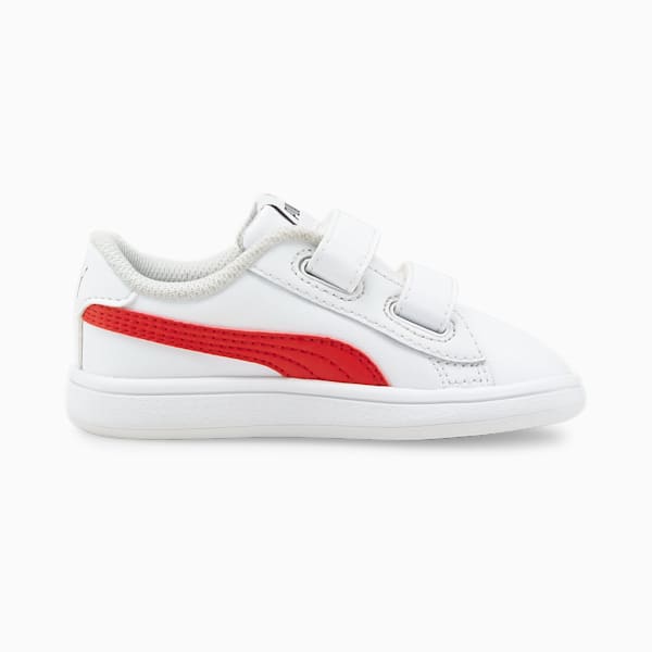 Tenis para niños Smash v2, Puma White-High Risk Red, extralarge