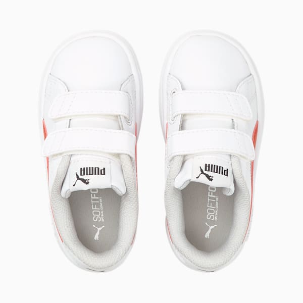 Zapatos PUMA Smash v2 para bebés, Puma White-High Risk Red