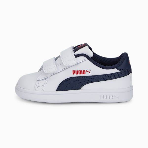 Smash v2 Kids' Trainers, Puma White-Peacoat-High Risk Red