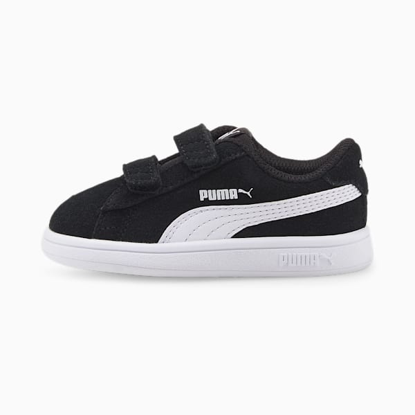 Smash v2 Suede Babies' Tennis Trainers, Puma Black-Puma White