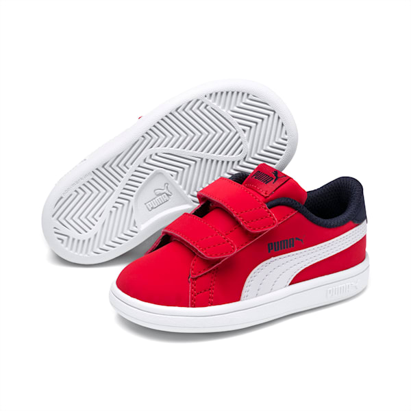 PUMA Smash v2 Buck Toddler Shoes, High Risk Red-Puma White-Peacoat, extralarge