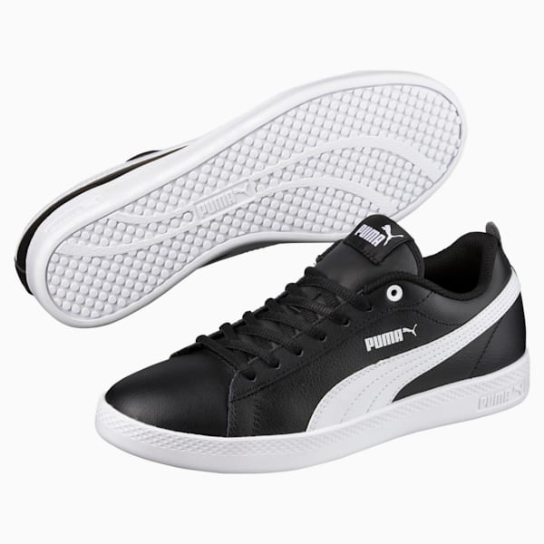 Smash v2 Leather Women's Sneakers, Puma Black-Puma White, extralarge