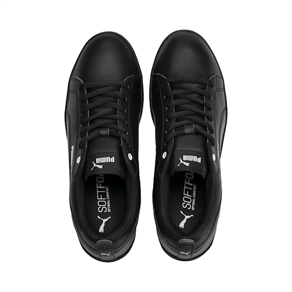 Zapatos deportivos de cuero Smash v2 para mujer, Puma Black-Puma Black