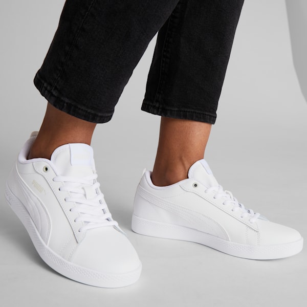 Smash v2 Leather Women's Sneakers, Puma White-Puma White, extralarge