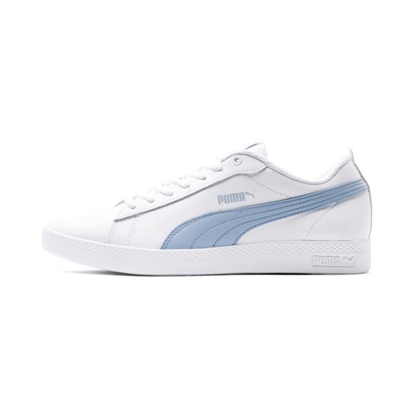 Smash v2 Leather Women's Sneakers, Puma White-CERULEAN, extralarge-SEA