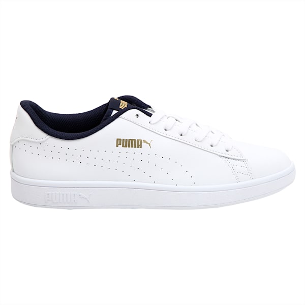 PUMA Smash v2 L Perforated Unisex Shoes, Puma White-Puma White-Peacoat, extralarge-IND