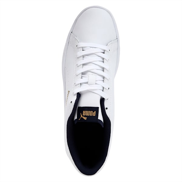 PUMA Smash v2 L Perforated Unisex Shoes, Puma White-Puma White-Peacoat, extralarge-IND