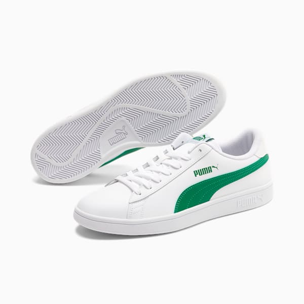 PUMA Smash v2 Sneakers, Puma White-Amazon Green, extralarge