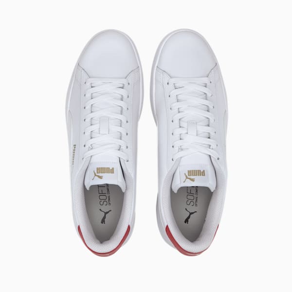 PUMA Smash v2 Sneaker, Puma White-High Risk Red-Puma Team Gold