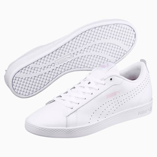 Smash v2 Perf Women's Sneakers, Puma White-Puma White-Winsome Orchid, extralarge