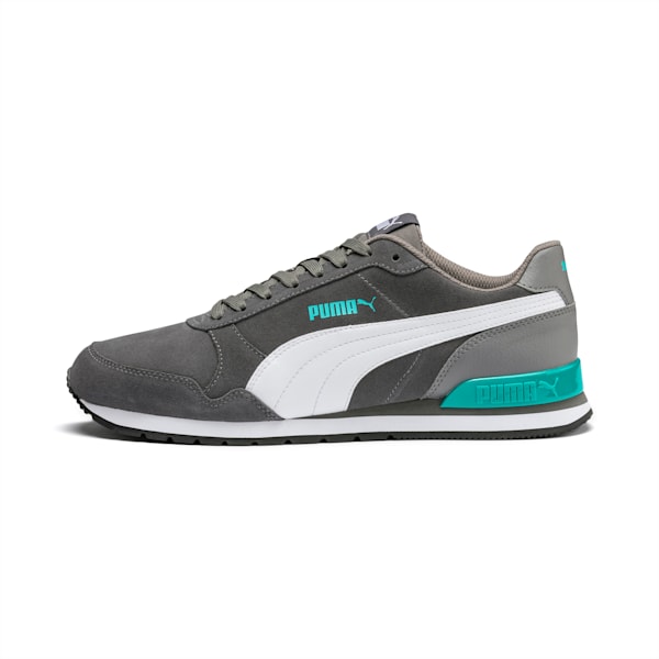 ST Runner v2 Suede Men's Sneakers, CASTLEROCK-Puma White-Blue Turquoise, extralarge