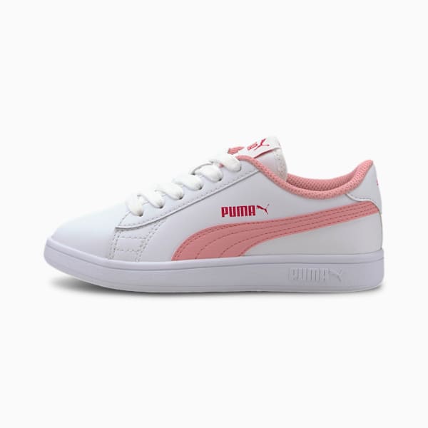 PUMA Smash v2 Little Kids' Shoes, Puma White-Peony-BRIGHT ROSE, extralarge