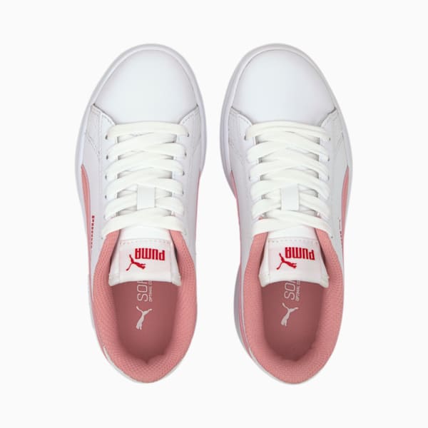 PUMA Smash v2 Little Kids' Shoes, Puma White-Peony-BRIGHT ROSE, extralarge