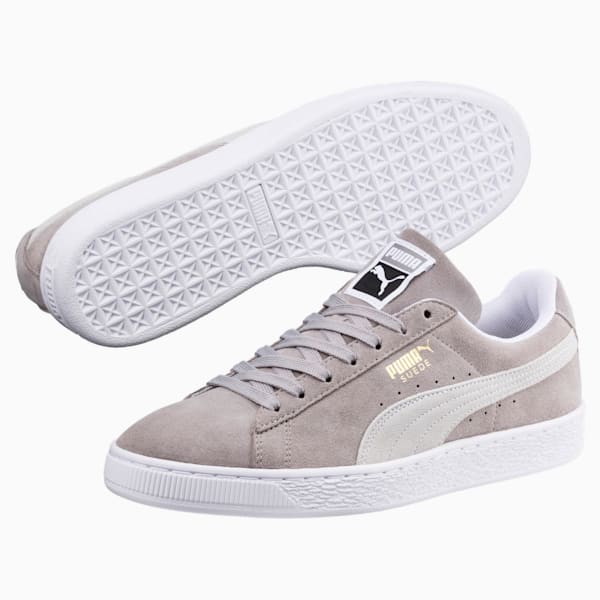 Suede Classic Sneakers, Ash-Puma White, extralarge-IND