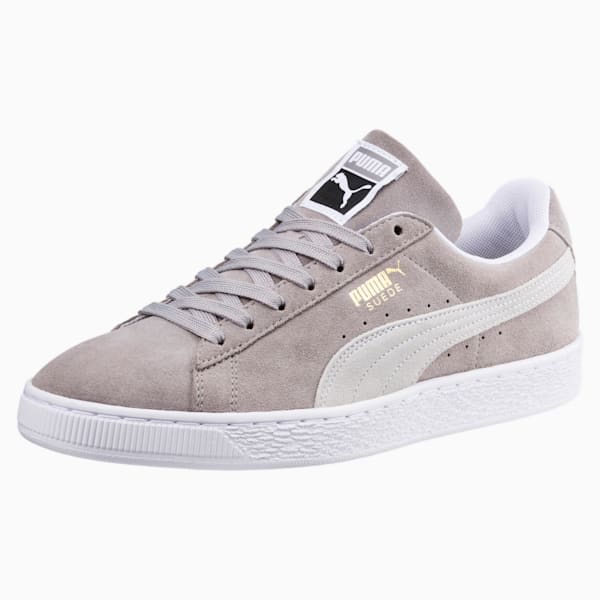 Suede Classic Sneakers, Ash-Puma White, extralarge-IND