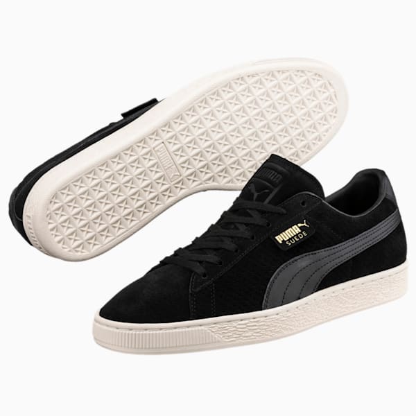 Suede Classic Perforation Shoes, Puma Black-Whisper White, extralarge-IND