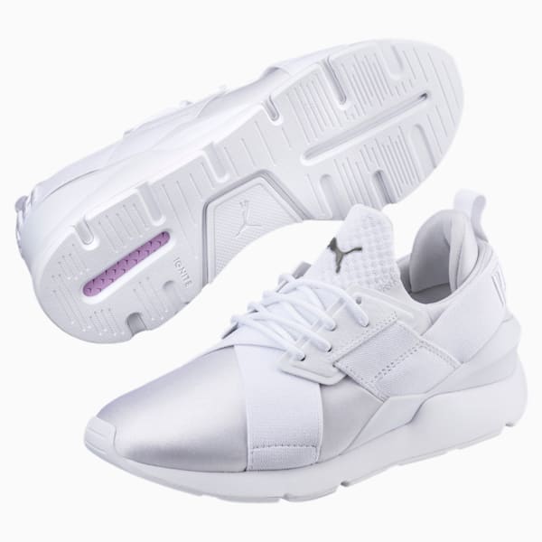 En Pointe Muse Satin Women's Sneakers, Puma White-Puma White, extralarge