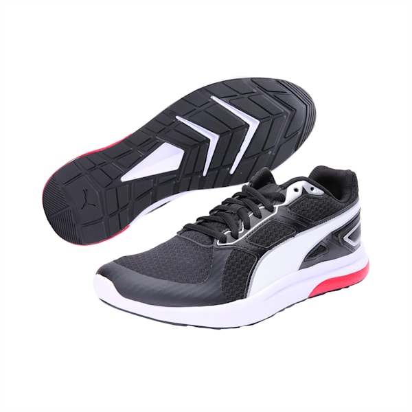 Escaper Tech Unisex Sneakers, P. Black-P. White-Fl.Scarlet, extralarge-IND