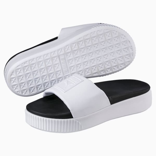 Platform Slide Women's Sandals, Puma White-Puma Black, extralarge