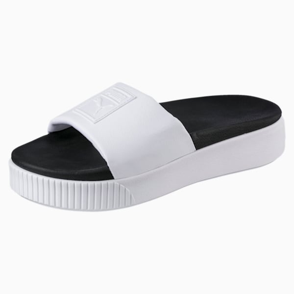 Platform Slide Women's Sandals, Puma White-Puma Black, extralarge