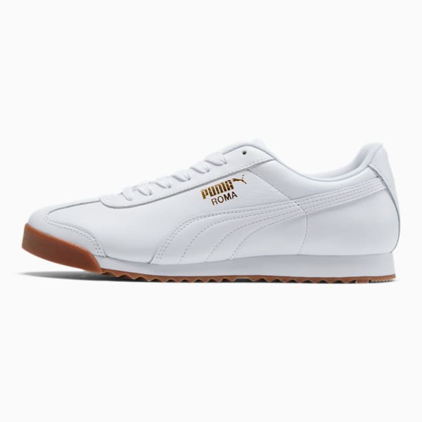Zapatos deportivos Roma Classic Gum para hombre, Puma White-Puma Team Gold