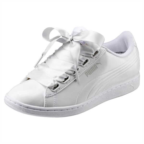 Vikky Ribbon Patent Women's Sneakers, Puma White-Puma White, extralarge-IND