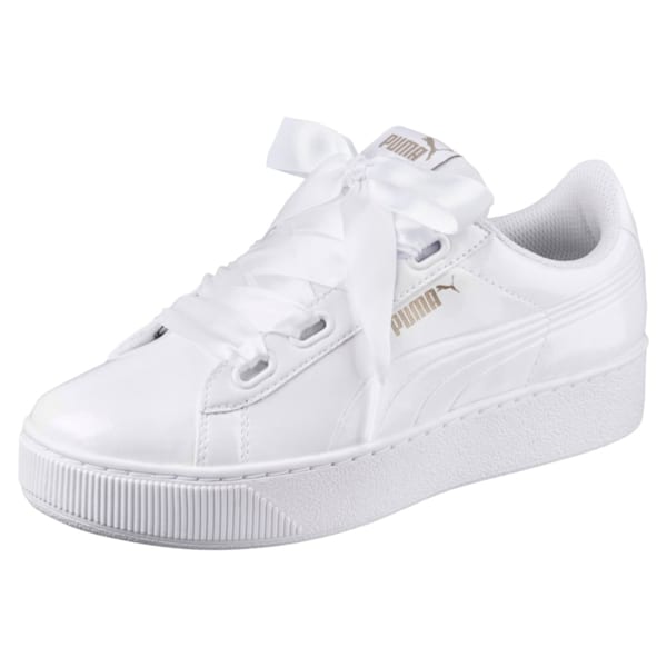 Vikky Platform Ribbon Women's Shoes, Puma White-Puma White, extralarge-IND