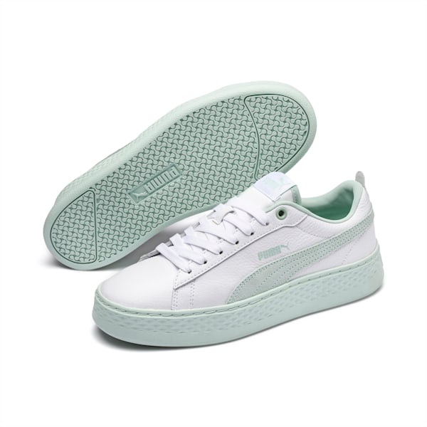 PUMA Smash Platform Women's Sneakers, Puma White-Fair Aqua, extralarge-IND