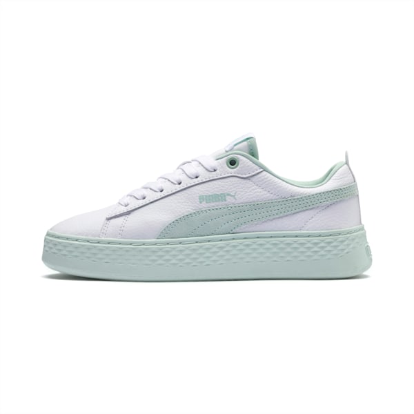 PUMA Smash Platform Women's Sneakers, Puma White-Fair Aqua, extralarge-IND