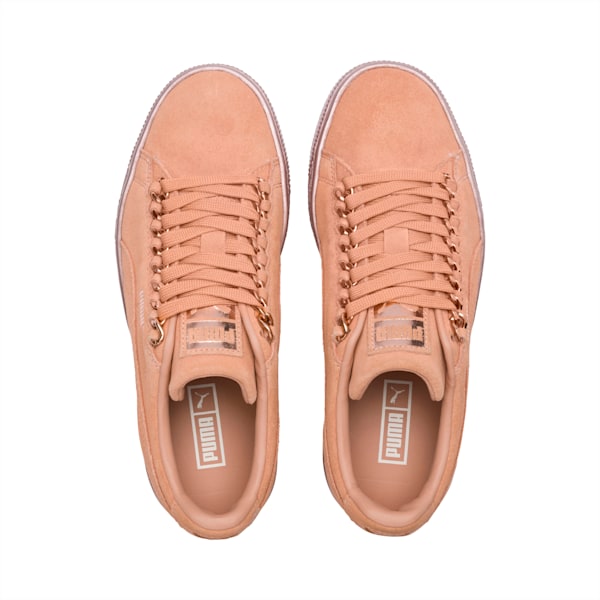 Suede Classic X-Chain Sneakers JR, Dusty Coral-Rose Gold, extralarge