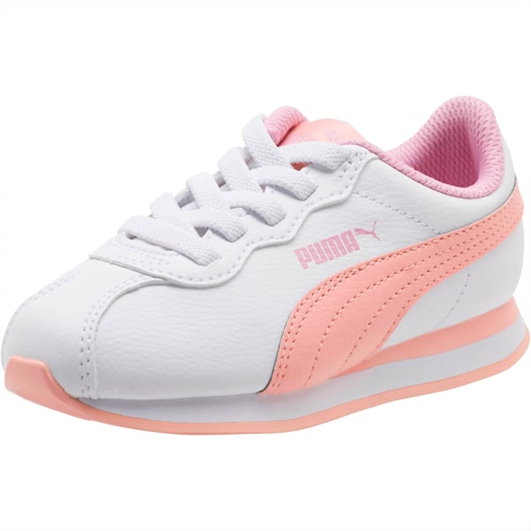 Turin II Little Kids' Shoes, Puma White-Peach Bud-Pale Pink, extralarge