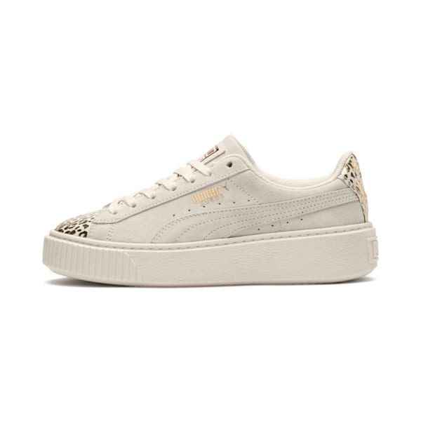 Suede Platform AthLuxe Girls' Shoes, Whisper White-Puma Team Gold, extralarge-IND