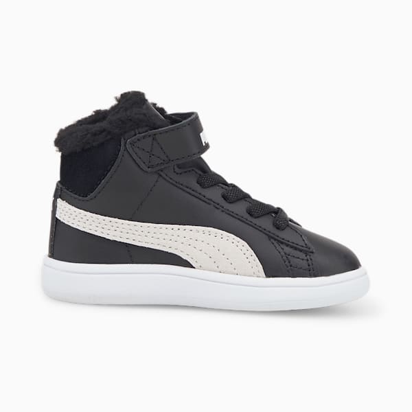 Smash V2 Mid Fur V Babies' Trainers, Puma Black-Puma White, extralarge-GBR