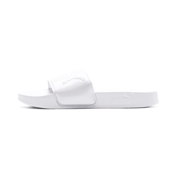 Women's Leadcat Patent Slide Sandals, Puma White-Puma White, extralarge-IND