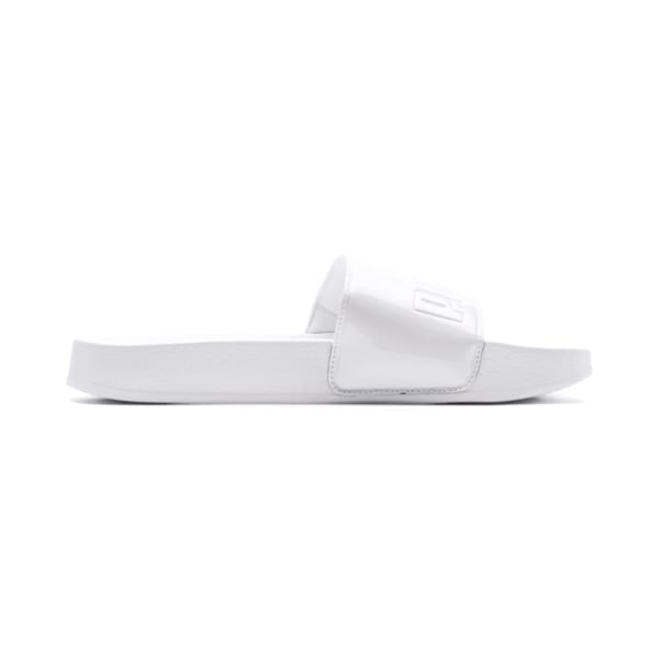 Women's Leadcat Patent Slide Sandals, Puma White-Puma White, extralarge-IND