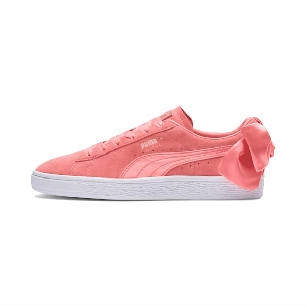 Suede Bow Women's Sneakers, Shell Pink-Shell Pink, extralarge