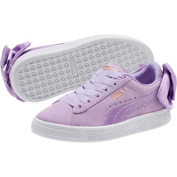 Suede Bow AC Little Kids' Shoes, Purple Rose-Purple Rose, extralarge