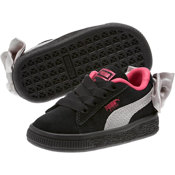 Suede Bow Toddler Shoes, Puma Black-Fuchsia Purple, extralarge